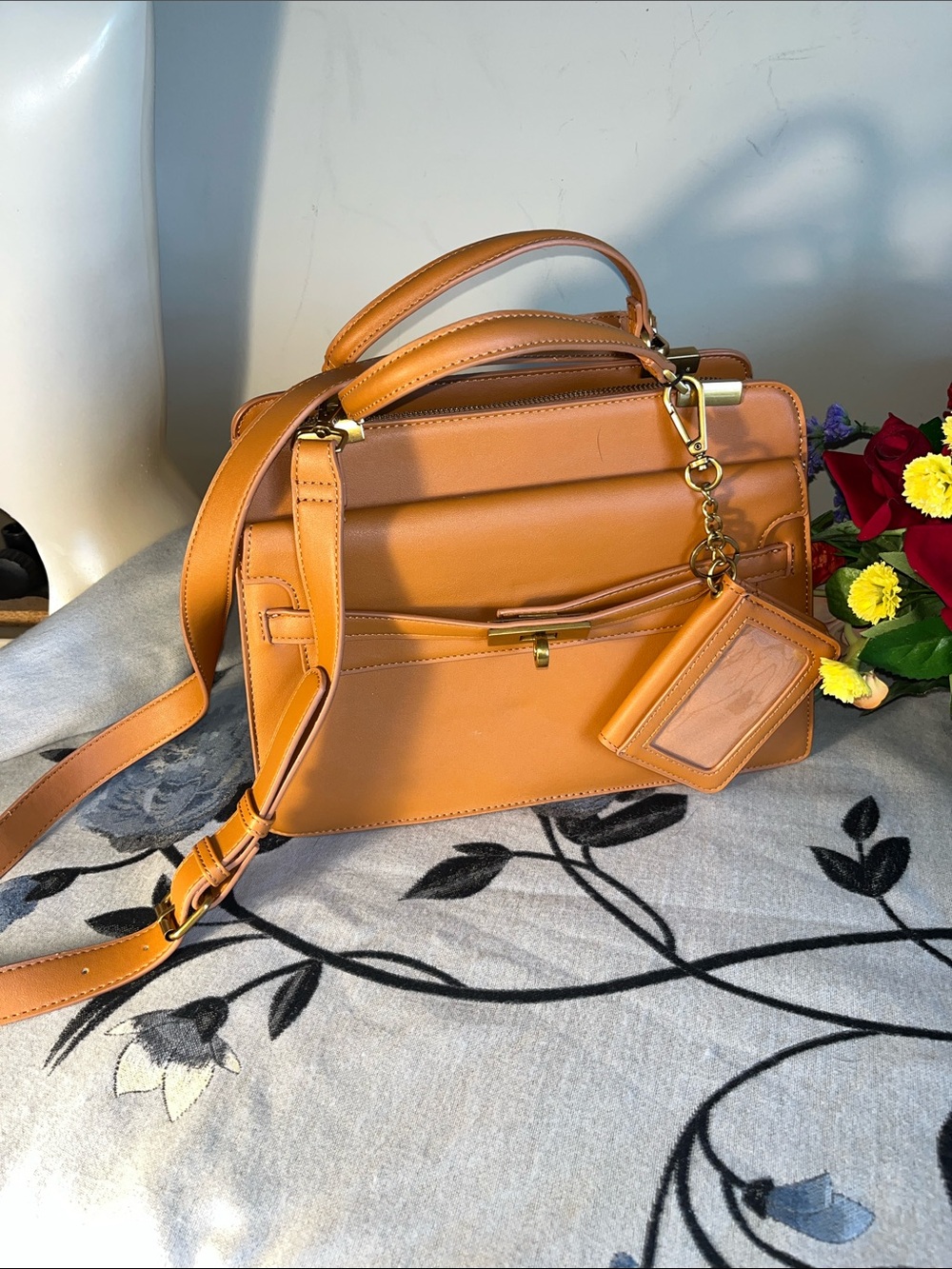 Steve Madden Tan Leather Satchel with Removable Strap